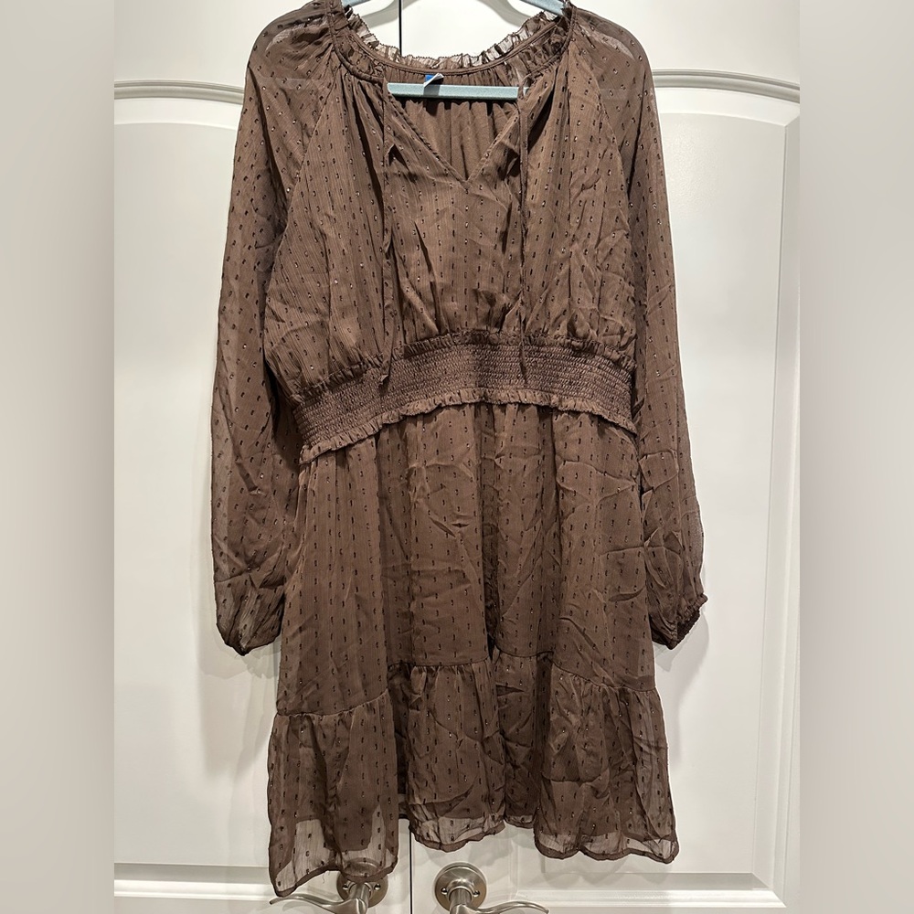 Old Navy Brown Sheer Dress